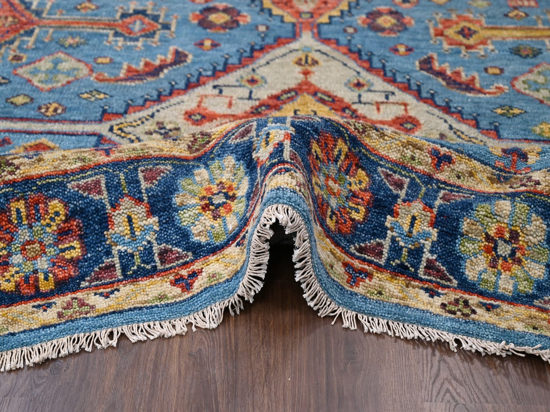 8'10" x 11'10" New Hand Knotted Blue Wool Rectangle Oriental Rug - MOA10284005