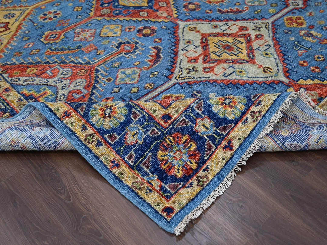8'10" x 11'10" New Hand Knotted Blue Wool Rectangle Oriental Rug - MOA10284005