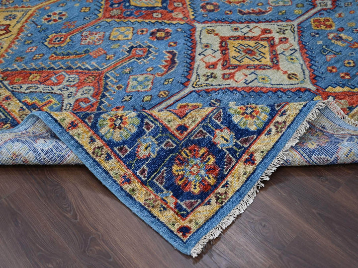 8'10" x 11'10" New Hand Knotted Blue Wool Rectangle Oriental Rug - MOA10284005