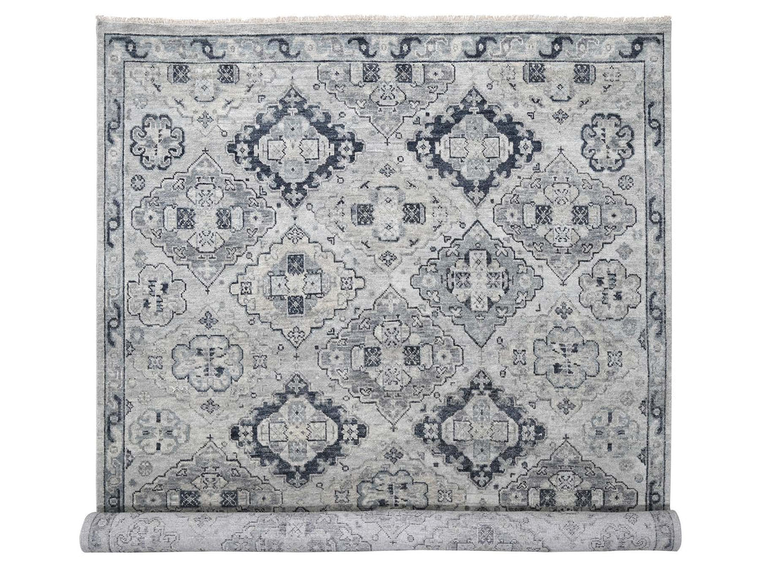 11'9" x 14'8" New Hand Knotted Grey Wool Rectangle Oriental Rug - MOA10284022