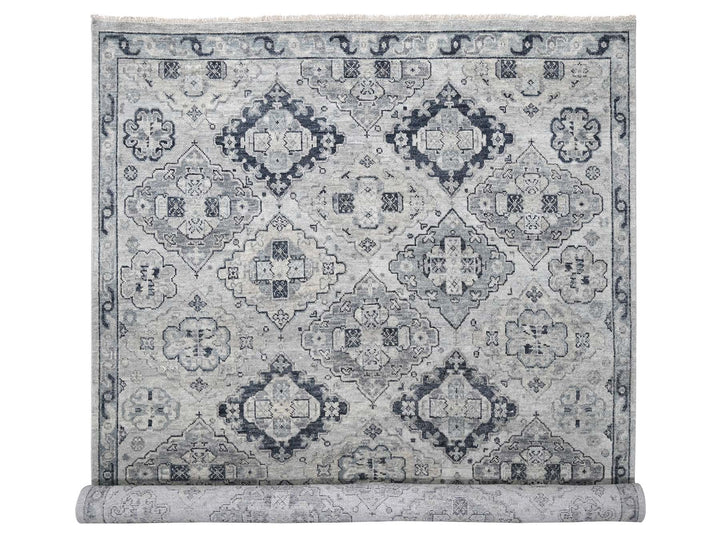 11'9" x 14'8" New Hand Knotted Grey Wool Rectangle Oriental Rug - MOA10284022