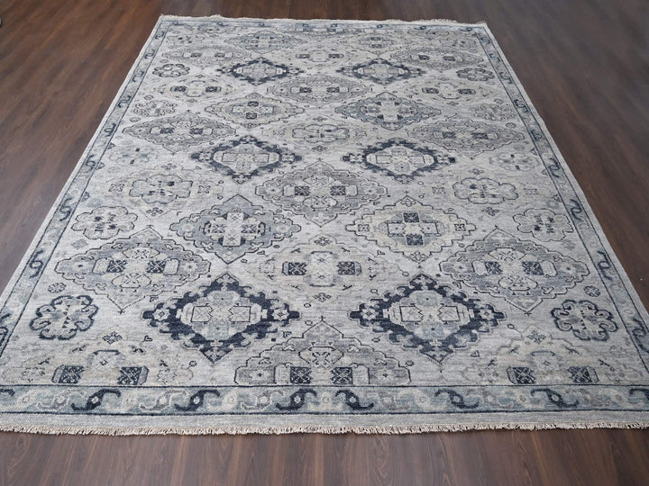 11'9" x 14'8" New Hand Knotted Grey Wool Rectangle Oriental Rug - MOA10284022