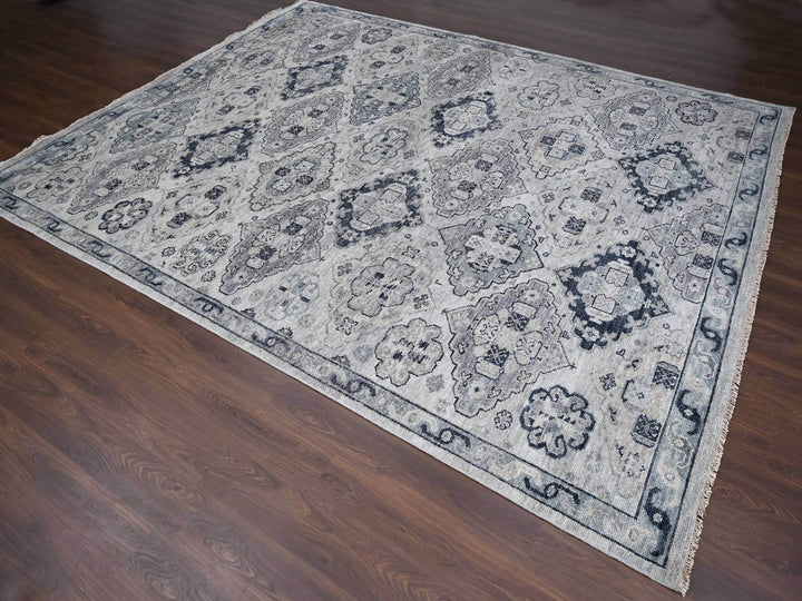 11'9" x 14'8" New Hand Knotted Grey Wool Rectangle Oriental Rug - MOA10284022