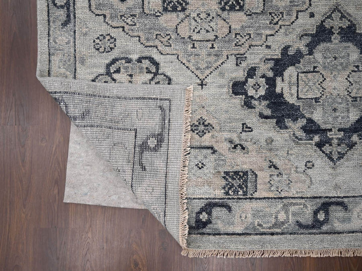 11'9" x 14'8" New Hand Knotted Grey Wool Rectangle Oriental Rug - MOA10284022