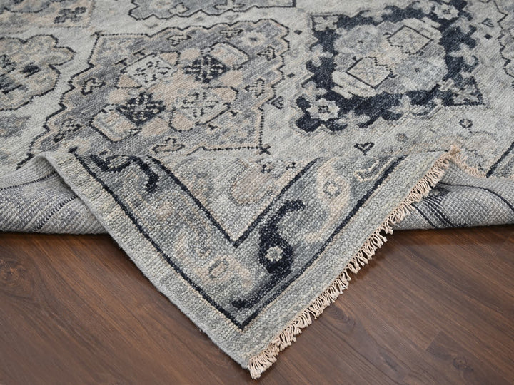 11'9" x 14'8" New Hand Knotted Grey Wool Rectangle Oriental Rug - MOA10284022
