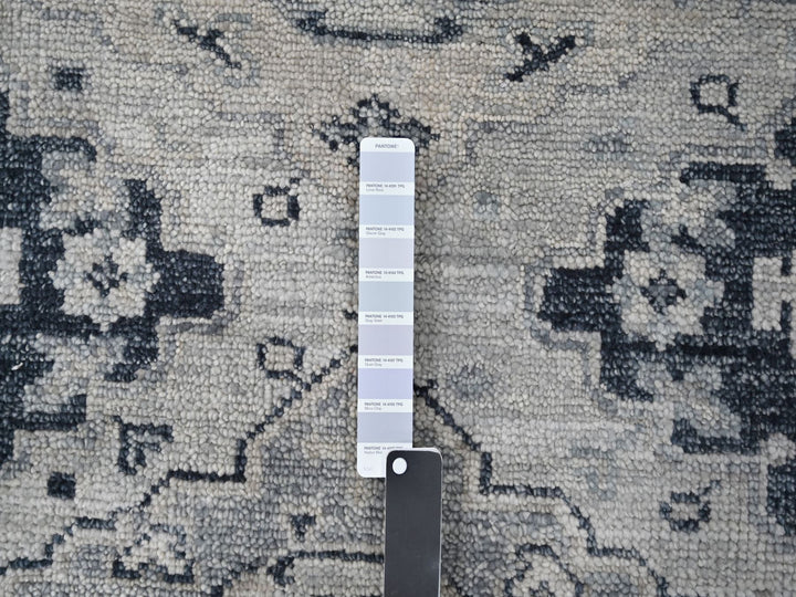 11'9" x 14'8" New Hand Knotted Grey Wool Rectangle Oriental Rug - MOA10284022