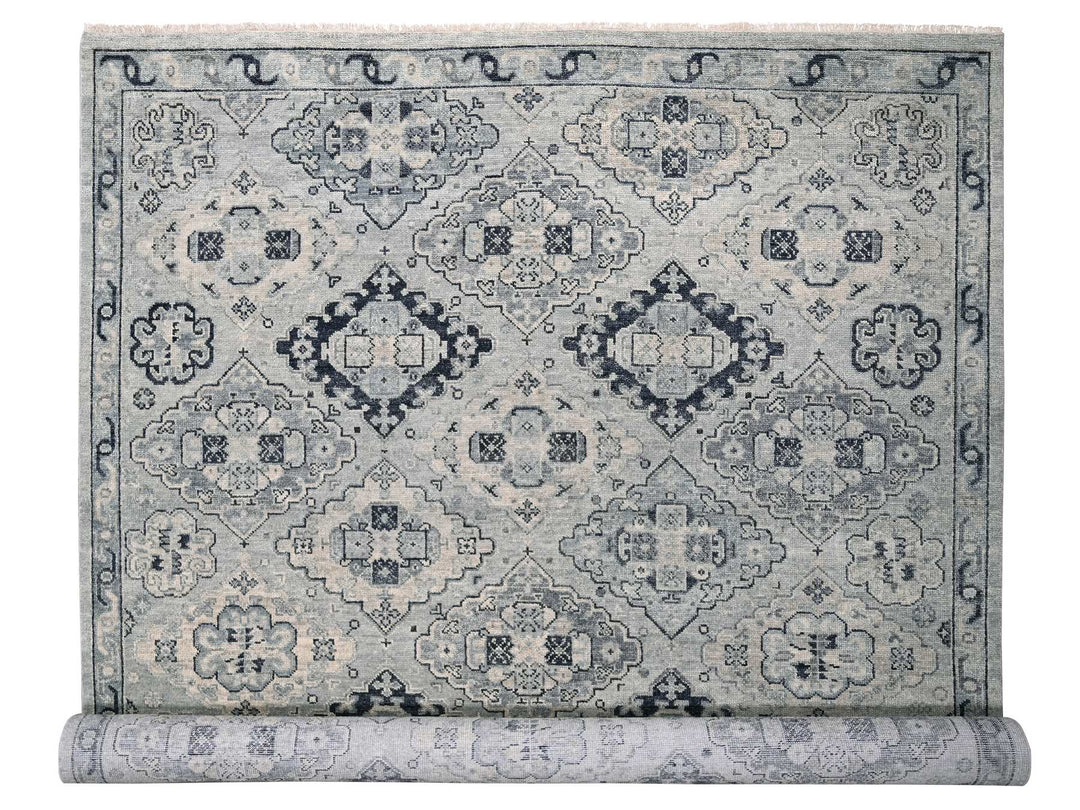 12'0" x 17'9" New Hand Knotted Grey Wool Rectangle Oriental Rug - MOA10284023