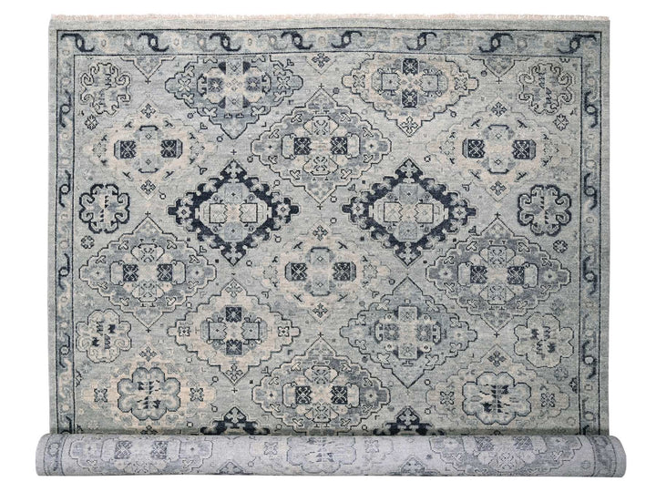 12'0" x 17'9" New Hand Knotted Grey Wool Rectangle Oriental Rug - MOA10284023