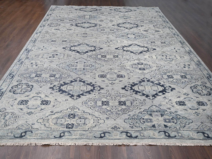 12'0" x 17'9" New Hand Knotted Grey Wool Rectangle Oriental Rug - MOA10284023
