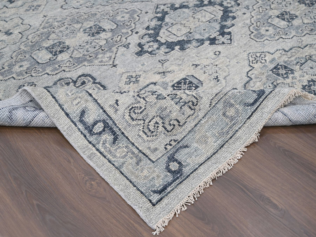 12'0" x 17'9" New Hand Knotted Grey Wool Rectangle Oriental Rug - MOA10284023