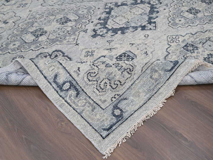 12'0" x 17'9" New Hand Knotted Grey Wool Rectangle Oriental Rug - MOA10284023