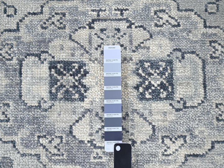12'0" x 17'9" New Hand Knotted Grey Wool Rectangle Oriental Rug - MOA10284023