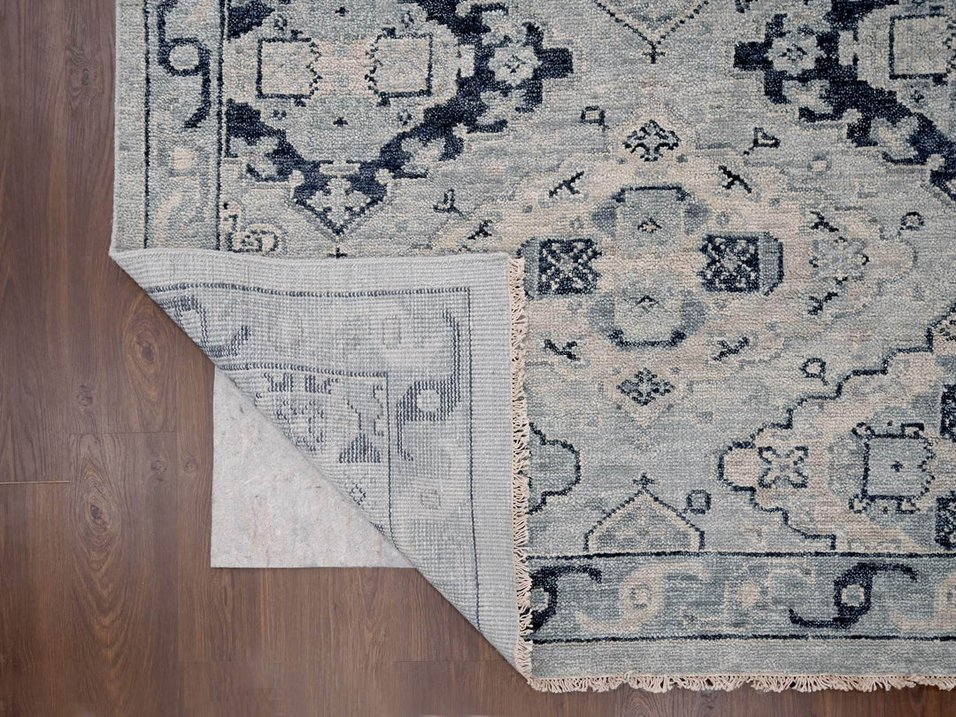 13'9" x 17'9" New Hand Knotted Grey Wool Rectangle Oriental Rug - MOA10284024