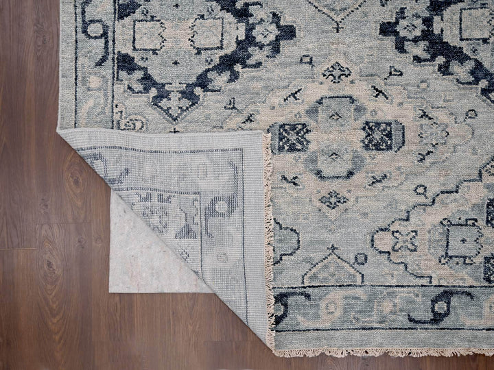 13'9" x 17'9" New Hand Knotted Grey Wool Rectangle Oriental Rug - MOA10284024