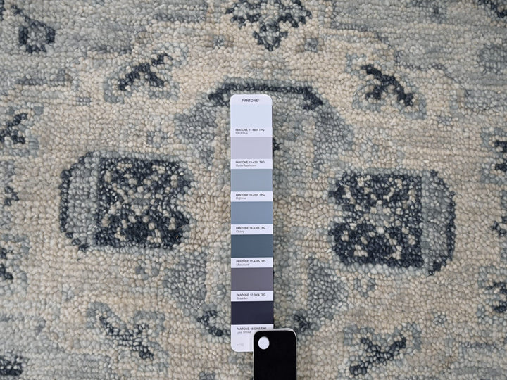 13'9" x 17'9" New Hand Knotted Grey Wool Rectangle Oriental Rug - MOA10284024