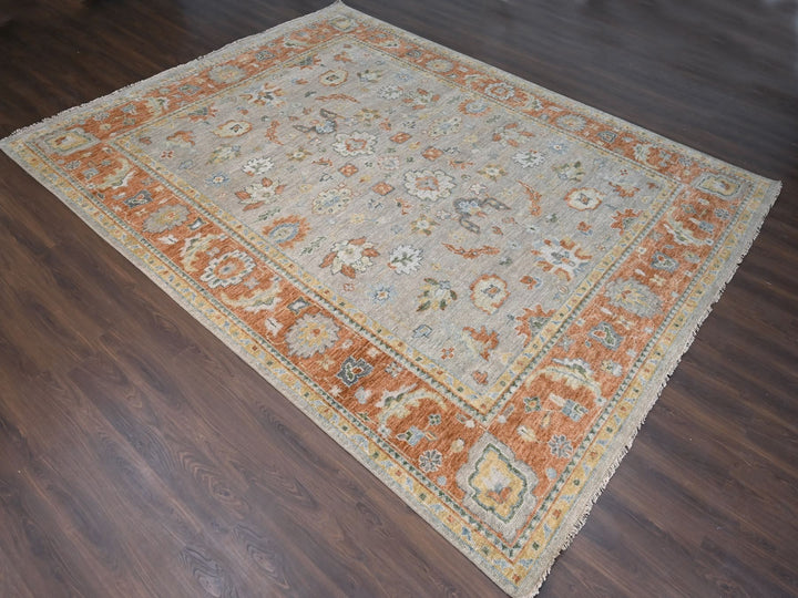 11'10" x 14'9" New Hand Knotted Beige Wool Rectangle Oriental Rug - MOA10284026