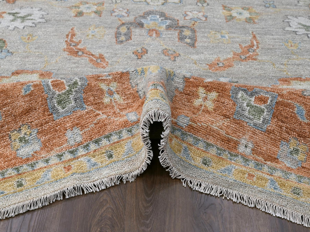 11'10" x 14'9" New Hand Knotted Beige Wool Rectangle Oriental Rug - MOA10284026