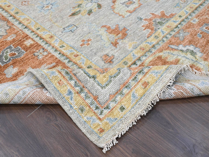 11'10" x 14'9" New Hand Knotted Beige Wool Rectangle Oriental Rug - MOA10284026