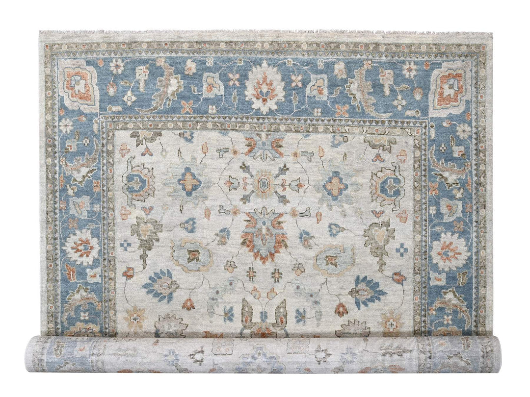 12'0" x 17'9" New Hand Knotted Grey Wool Rectangle Oriental Rug - MOA10284034
