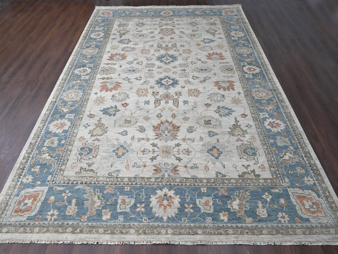 12'0" x 17'9" New Hand Knotted Grey Wool Rectangle Oriental Rug - MOA10284034