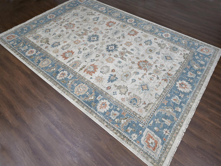 12'0" x 17'9" New Hand Knotted Grey Wool Rectangle Oriental Rug - MOA10284034