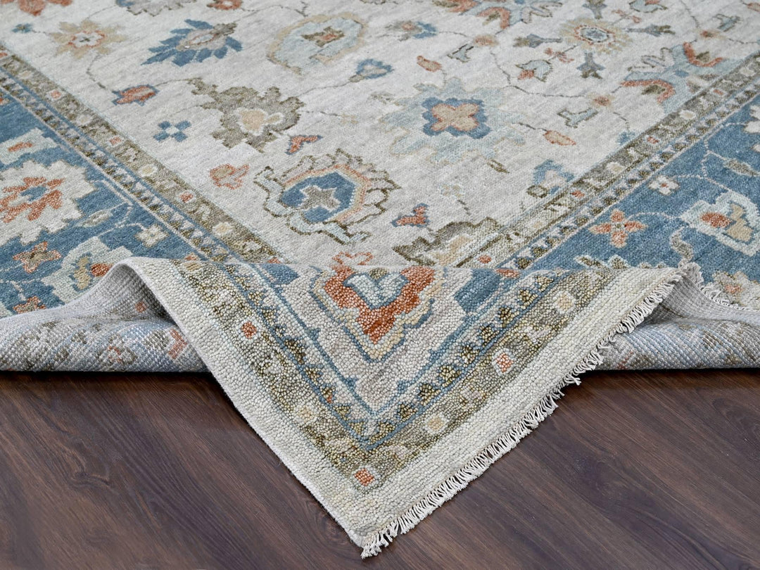 12'0" x 17'9" New Hand Knotted Grey Wool Rectangle Oriental Rug - MOA10284034