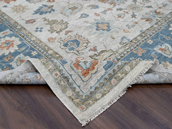 12'0" x 17'9" New Hand Knotted Grey Wool Rectangle Oriental Rug - MOA10284034