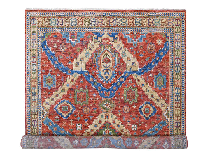 12'0" x 14'10" New Hand Knotted Red Wool Rectangle Oriental Rug - MOA10284036