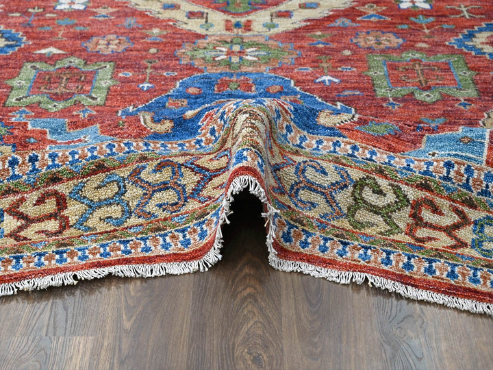 12'0" x 14'10" New Hand Knotted Red Wool Rectangle Oriental Rug - MOA10284036