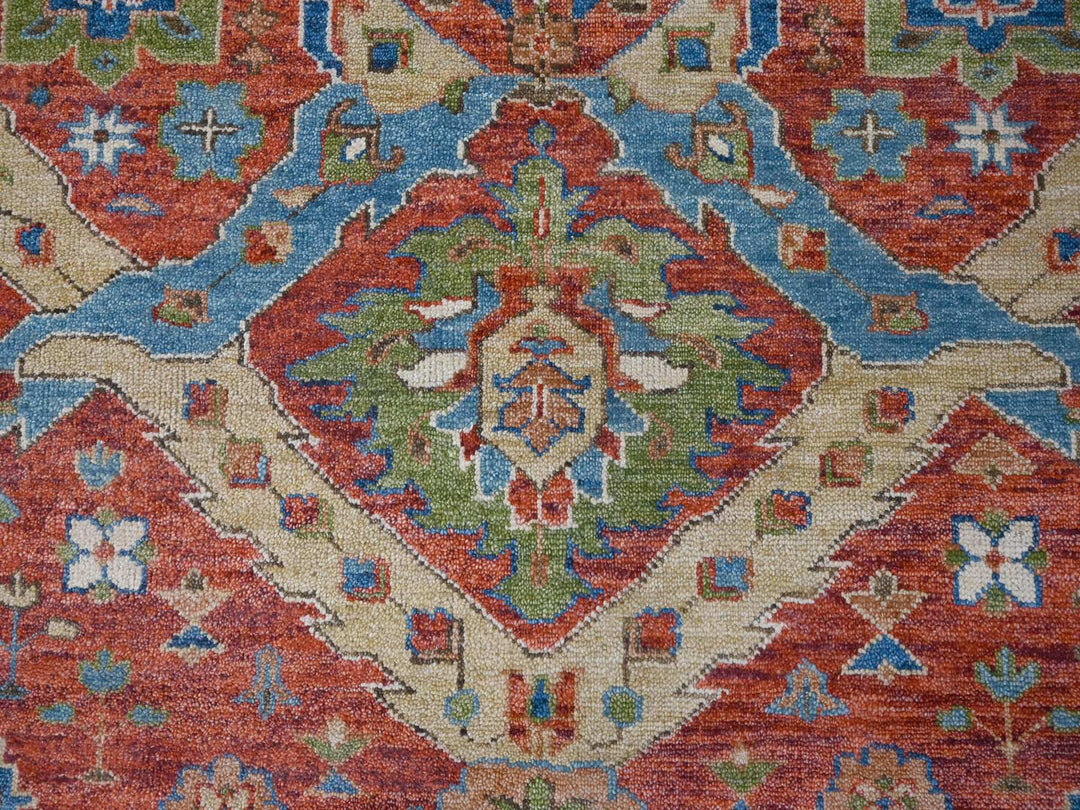 12'0" x 14'10" New Hand Knotted Red Wool Rectangle Oriental Rug - MOA10284036