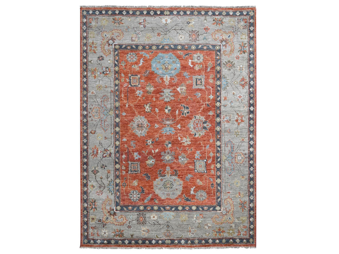 8'10" x 11'10" New Hand Knotted Orange Wool Rectangle Oriental Rug - MOA10284047