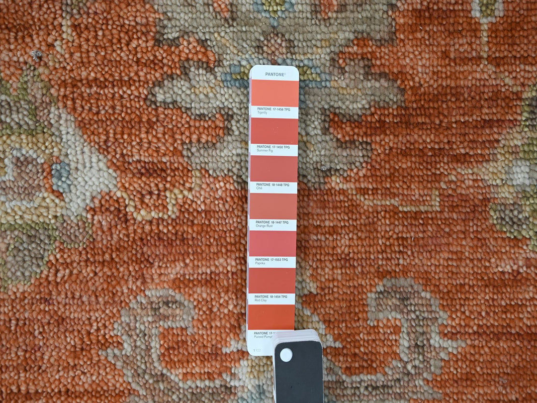 8'10" x 11'10" New Hand Knotted Orange Wool Rectangle Oriental Rug - MOA10284047