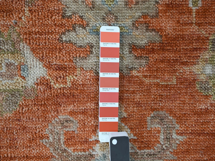 8'10" x 11'10" New Hand Knotted Orange Wool Rectangle Oriental Rug - MOA10284047