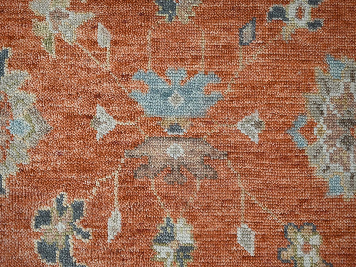8'10" x 11'10" New Hand Knotted Orange Wool Rectangle Oriental Rug - MOA10284047