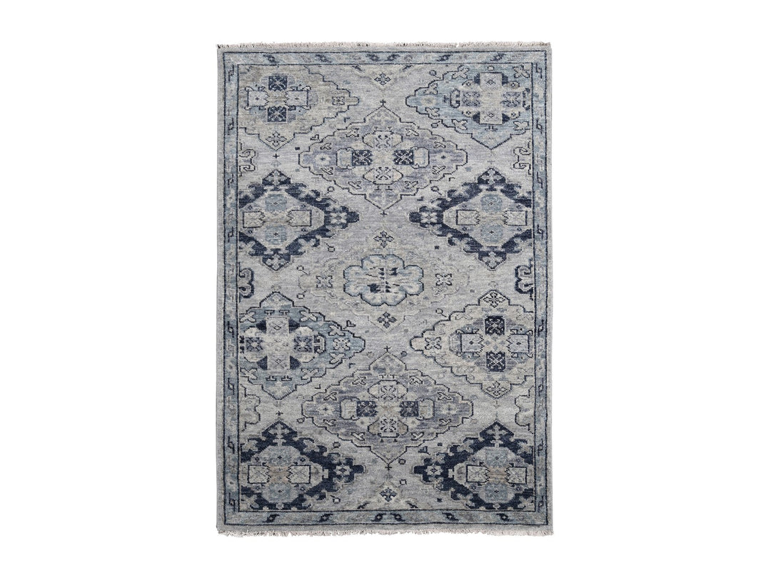 5'10" x 8'10" New Hand Knotted Grey Wool Rectangle Oriental Rug - MOA10284071
