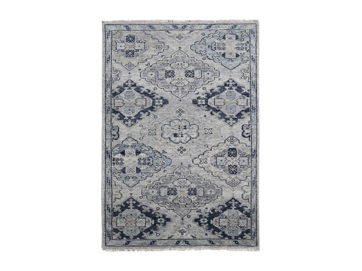 5'10" x 8'10" New Hand Knotted Grey Wool Rectangle Oriental Rug - MOA10284071