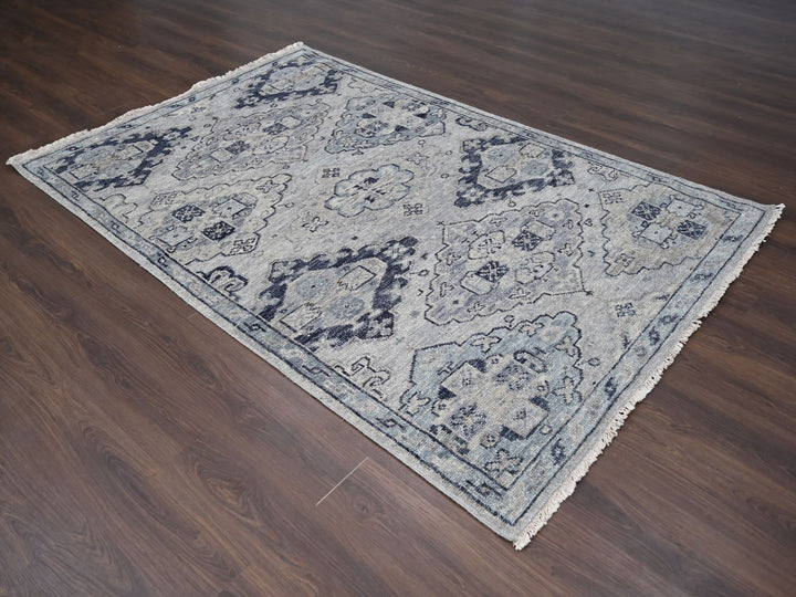 5'10" x 8'10" New Hand Knotted Grey Wool Rectangle Oriental Rug - MOA10284071