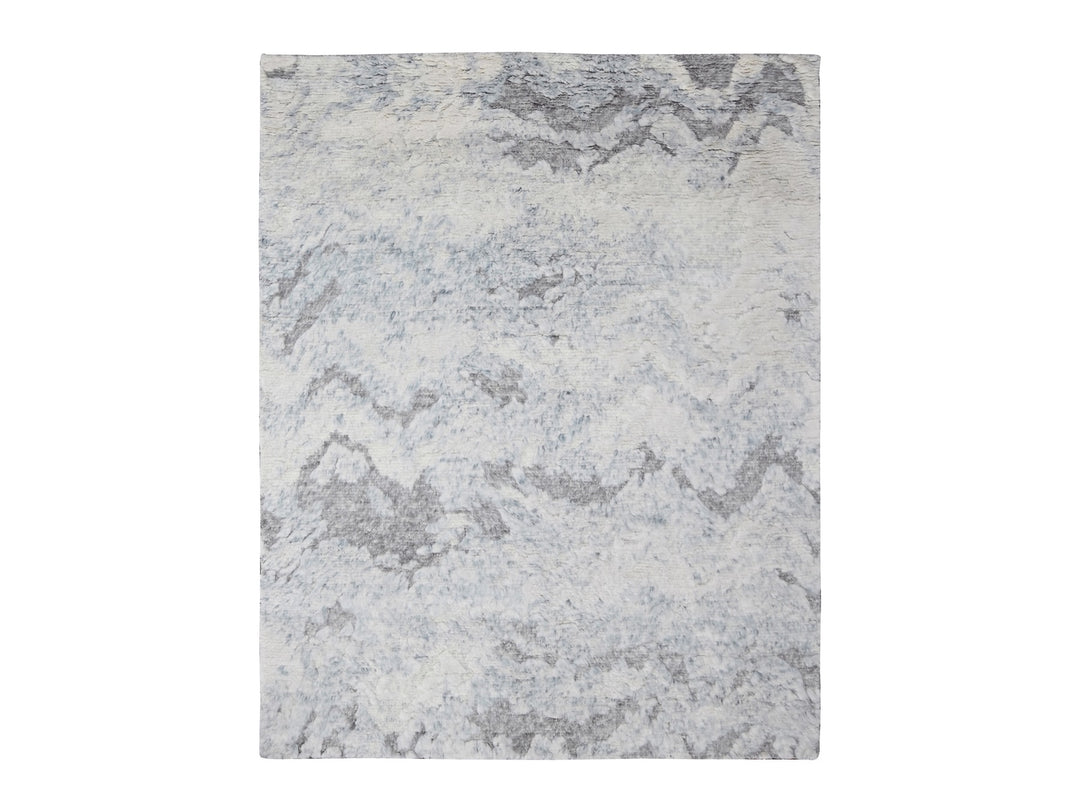 8'0" x 9'10" New Hand Knotted Ivory Wool Rectangle Oriental Rug - MOA10284091