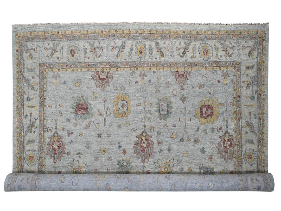 14'0" x 17'9" New Hand Knotted Grey Wool Rectangle Oriental Rug - MOA10284098