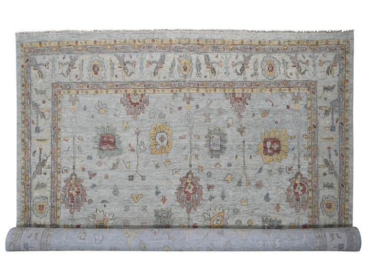 14'0" x 17'9" New Hand Knotted Grey Wool Rectangle Oriental Rug - MOA10284098