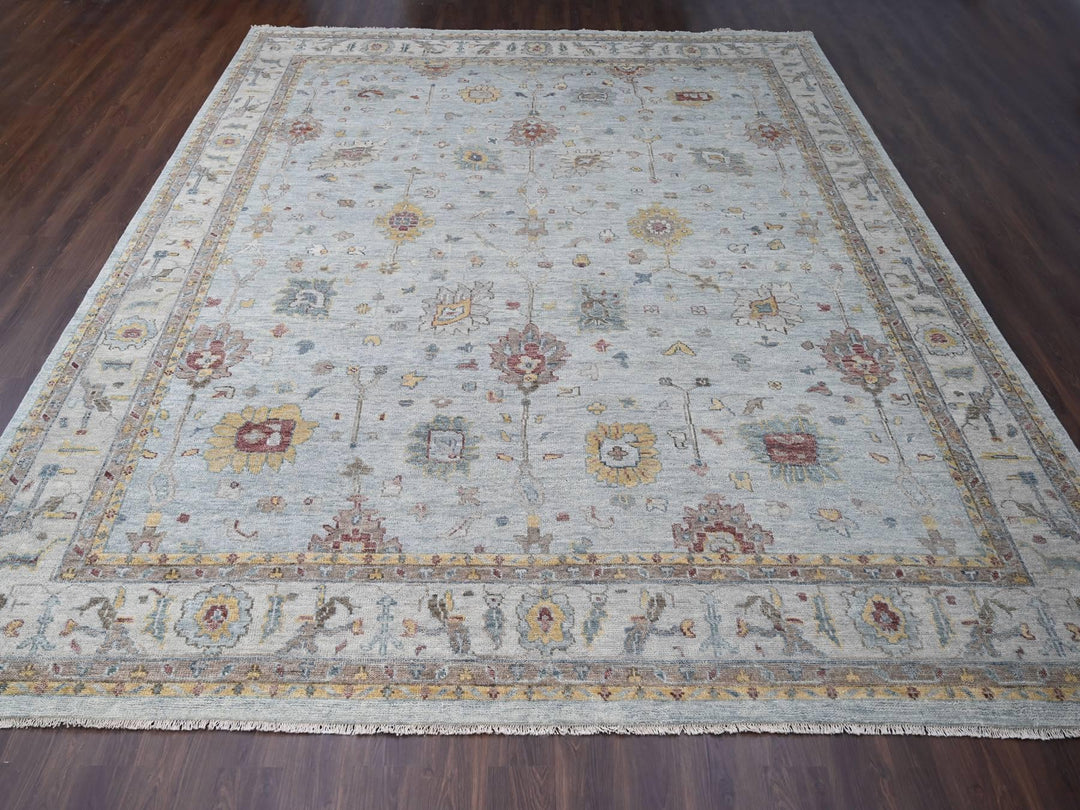 14'0" x 17'9" New Hand Knotted Grey Wool Rectangle Oriental Rug - MOA10284098