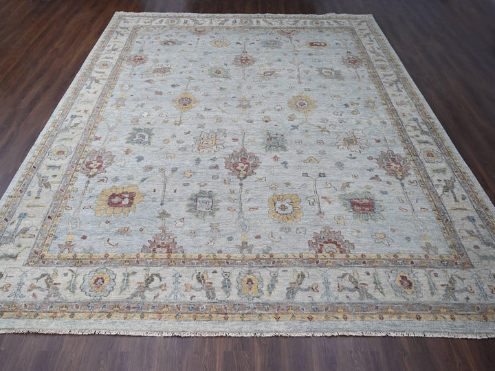 14'0" x 17'9" New Hand Knotted Grey Wool Rectangle Oriental Rug - MOA10284098