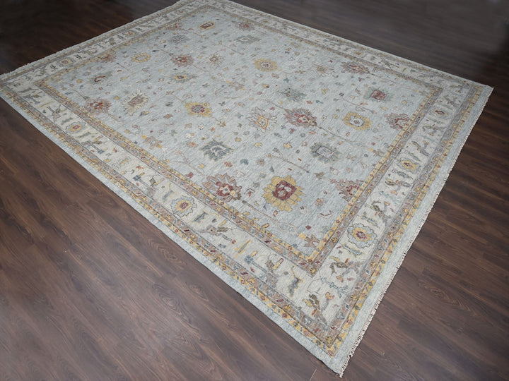 14'0" x 17'9" New Hand Knotted Grey Wool Rectangle Oriental Rug - MOA10284098