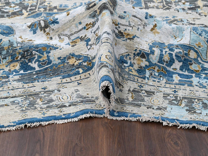8'10" x 11'10" New Hand Knotted Blue Wool Rectangle Oriental Rug - MOA10284128