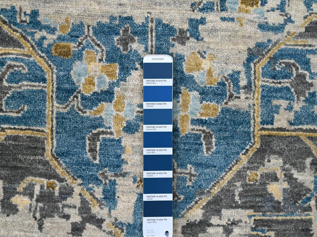 8'10" x 11'10" New Hand Knotted Blue Wool Rectangle Oriental Rug - MOA10284128