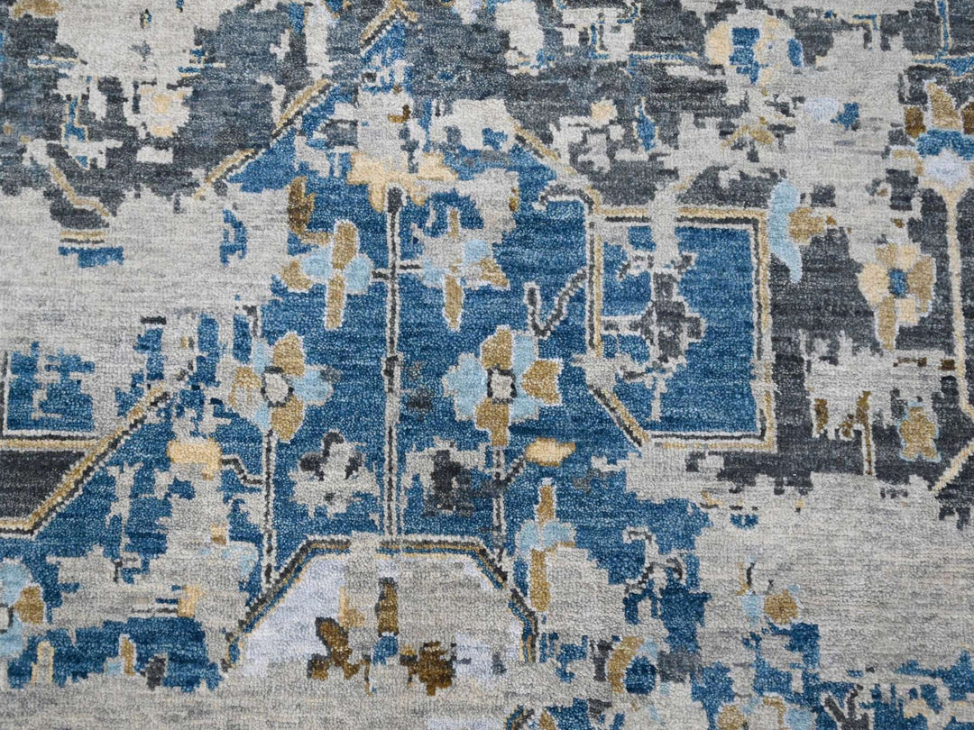 8'10" x 11'10" New Hand Knotted Blue Wool Rectangle Oriental Rug - MOA10284128