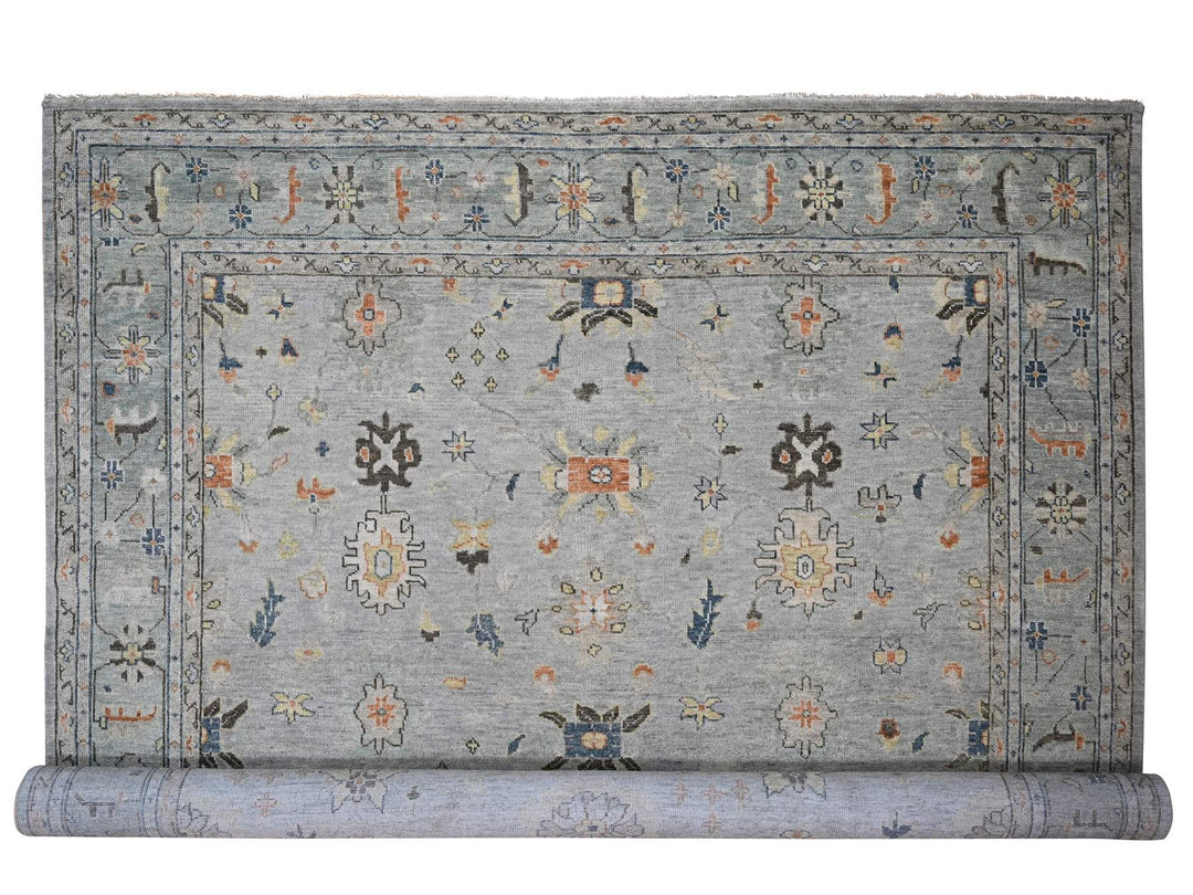 14'0" x 17'9" New Hand Knotted Grey Wool Rectangle Oriental Rug - MOA10284129