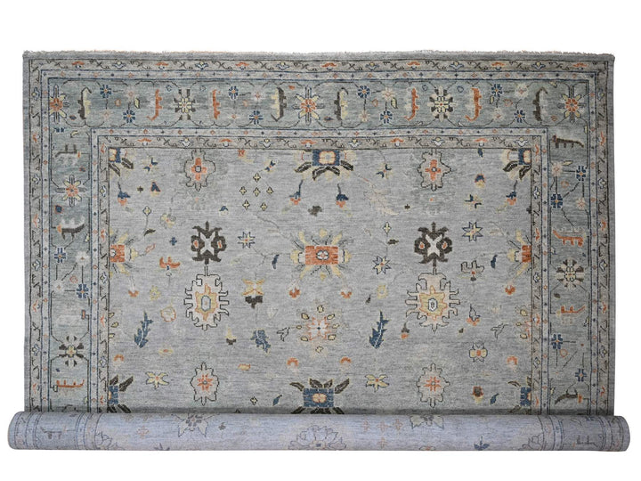 14'0" x 17'9" New Hand Knotted Grey Wool Rectangle Oriental Rug - MOA10284129