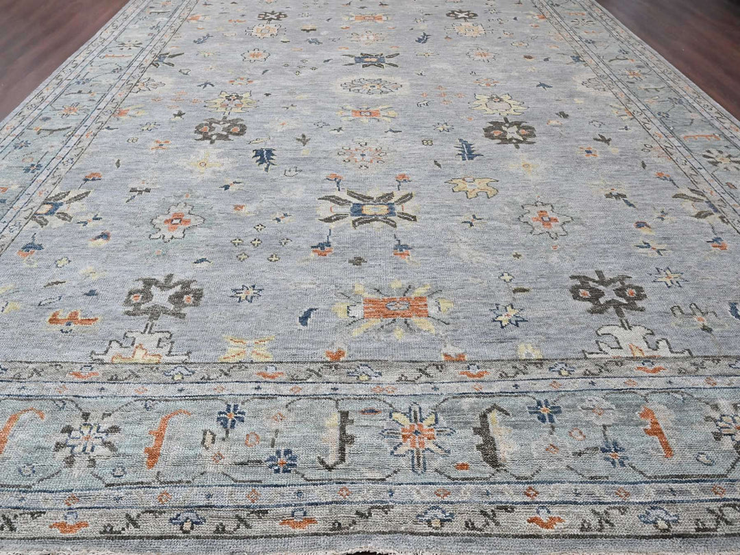 14'0" x 17'9" New Hand Knotted Grey Wool Rectangle Oriental Rug - MOA10284129