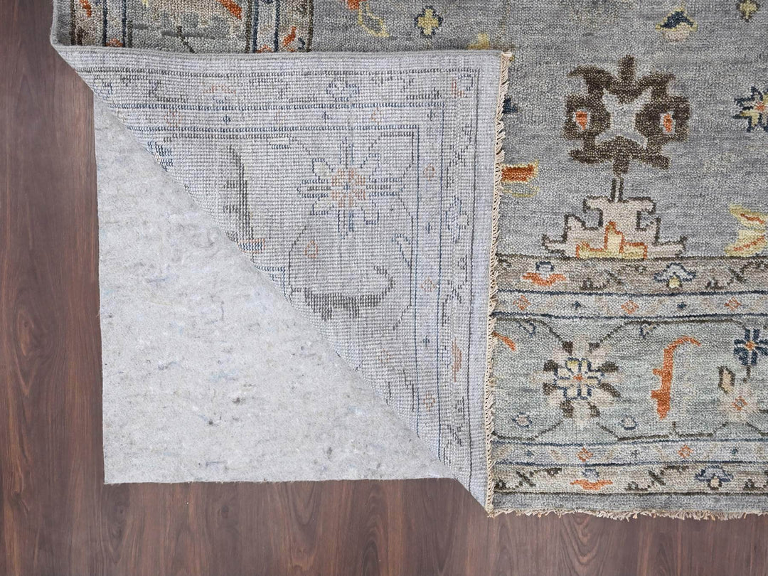 14'0" x 17'9" New Hand Knotted Grey Wool Rectangle Oriental Rug - MOA10284129